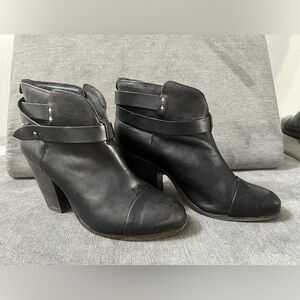 rag & bone‎ Harrow Black Leather Belted Ankle Boots Women's Size 41 9.5 Womens
